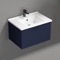 Blue Wall Mounted Small Bathroom Vanity, Modern, 26